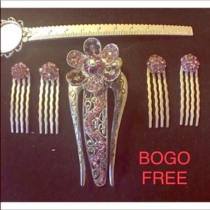 Pink Floral Sparkly children Hair Accessories